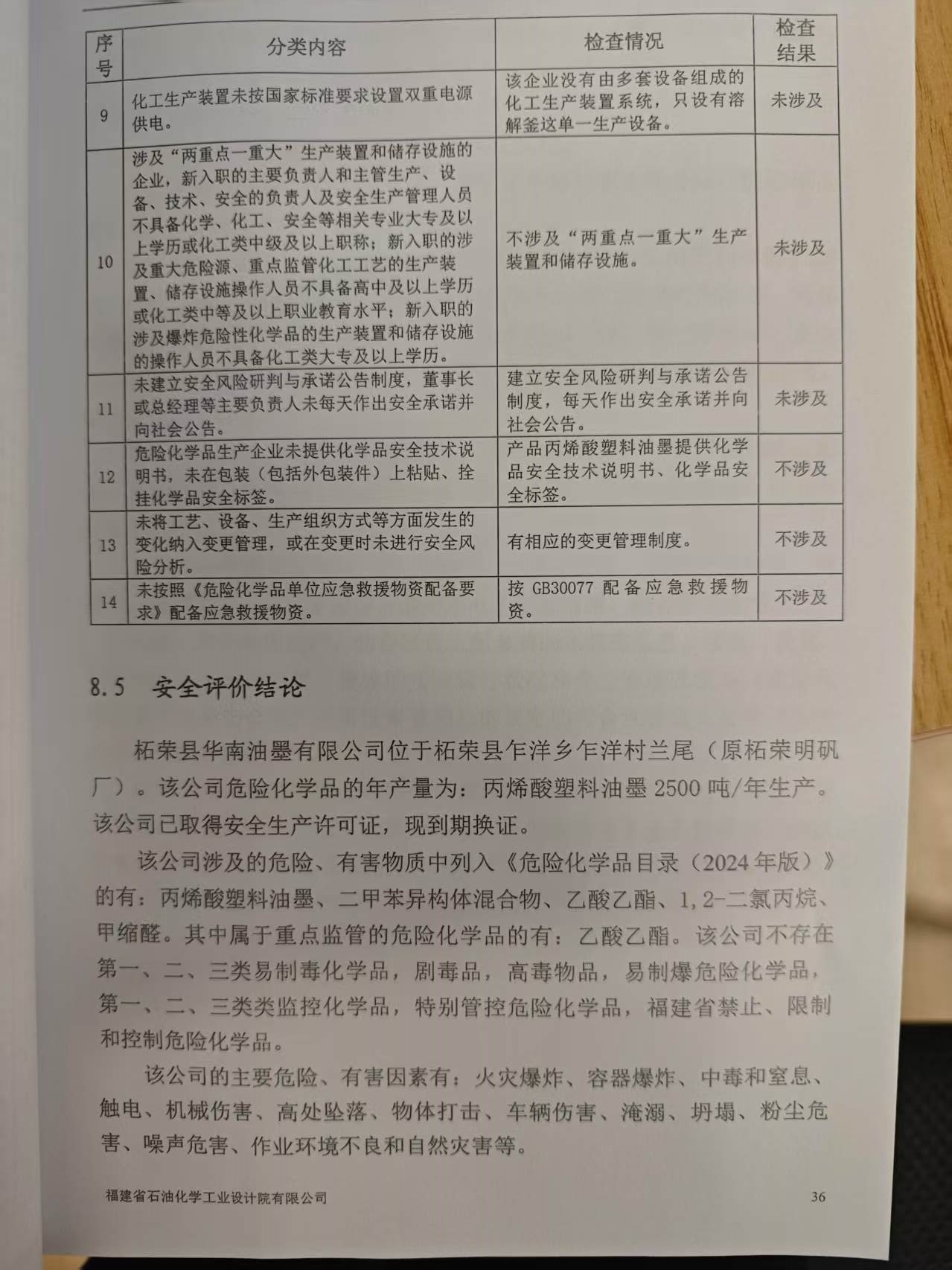 柘榮縣華南油墨有限公司經(jīng)營危險化學品安全評價網(wǎng)上公開(圖2)